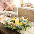 18'' Pre-lit Easter Wreath for Front Door, Lighted Spring Door Wreath with Pastel Egg & Daisy Flower, Artificial, alternate