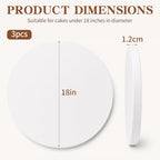 18" Round Cake Drum,1/2" Double‐Wall Corrugated Greaseproof Cake Board Base in White, alternate view 3