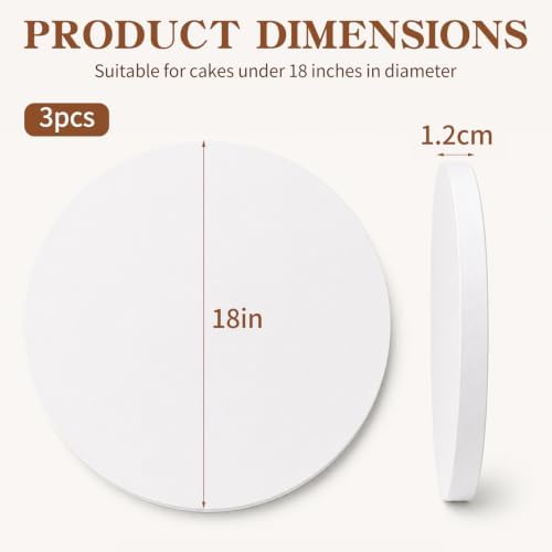 18" Round Cake Drum,1/2" Double‐Wall Corrugated Greaseproof Cake Board Base in White, alternate view 3