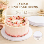 18" Round Cake Drum,1/2" Double‐Wall Corrugated Greaseproof Cake Board Base in White, alternate view 4