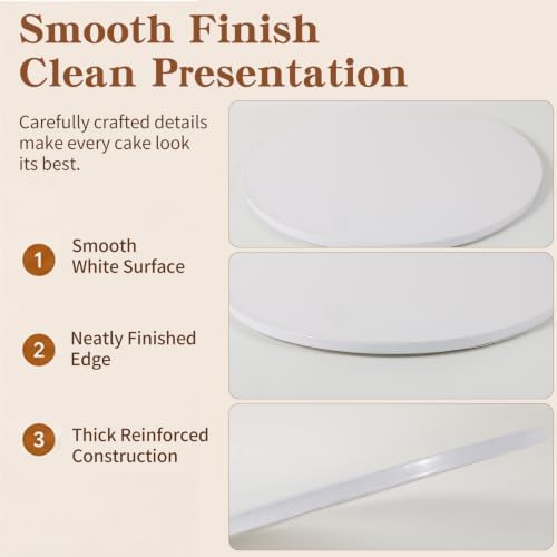 18" Round Cake Drum,1/2" Double‐Wall Corrugated Greaseproof Cake Board Base in White, alternate view 5