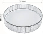 18" Round Silver Crystal Cake Stand - Large Mirror Glass Top Metal Dessert Display with Hanging Beads for Tiered, alternate