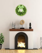 18'' Small Boxwood Wreaths for Front Door, Artificial Wreath with Green Bow for Front Door Wall Window Decor, alternate view