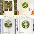 18'' Small Boxwood Wreaths for Front Door, Artificial Wreath with Green Bow for Front Door Wall Window Decor, alternate view