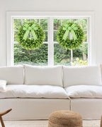 18'' Small Boxwood Wreaths for Front Door, Artificial Wreath with Green Bow for Front Door Wall Window Decor, alternate view