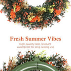 18" Spring Summer Wreaths for Front Door, Artificial Floral Wreath, Green Foliage Wreath for Wall Window, alternate view 4