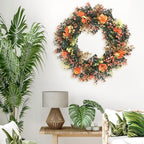18" Spring Summer Wreaths for Front Door, Artificial Floral Wreath, Green Foliage Wreath for Wall Window, alternate view 6