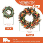 18'' Spring Wreath for Front Door with Artificial Flowers Green Leaves, Floral Wall Decor for Farmhouse Home, alternate view