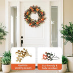 18'' Spring Wreath for Front Door with Artificial Flowers Green Leaves, Floral Wall Decor for Farmhouse Home, alternate view