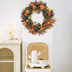 18'' Spring Wreath for Front Door with Artificial Flowers Green Leaves, Floral Wall Decor for Farmhouse Home, alternate view