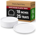 18" White Round Plastic Serving Trays, 25 Count Heavy Duty Disposable Serving Platters, Large Vegetable Platter