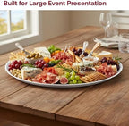 18" White Round Plastic Serving Trays, 25 Count Heavy Duty Disposable Serving Platters, Large Vegetable Platter, alternate