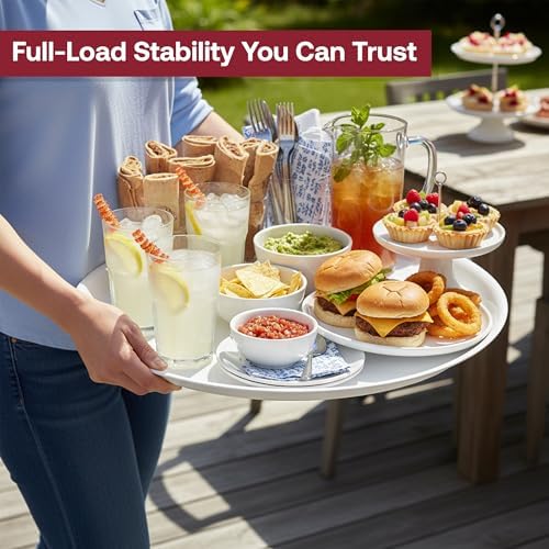 18" White Round Plastic Serving Trays, 25 Count Heavy Duty Disposable Serving Platters, Large Vegetable Platter, alternate