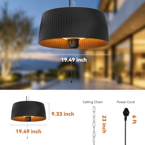 1800W Outdoor Patio Heater, Hanging Patio Heaters for outdoor use, alternate view 2