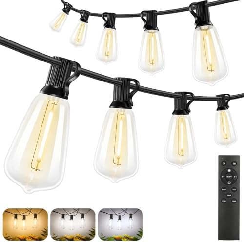 180FT LED String Lights with Remote Control, 2700K/4000K/5000K Selectable Outdoor Patio Lights with 56
