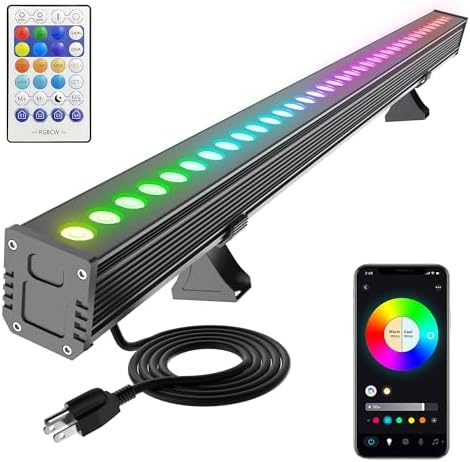 180W RGB Light Bar, RGBCW Wall Washer with APP & RF Remote, IP65 in 40" Adjustable Color(RGB+2700-6500K)
