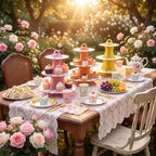 187 Pcs Floral Tea Party Set Disposable Paper Dinnerware Serves Include Floral Paper Cups Saucers, Cupcake, alternate view 2