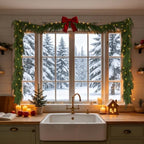 18FT (2 * 9FT) Norfolk Pine Garland with Lights, Prelit Christmas Garland, Waterproof Artificial Greenery for, alternate view