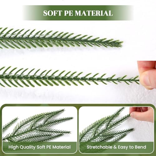 18FT Christmas Garland, Artificial Real Touch Norfolk Pine Garland in Green, alternate view 4