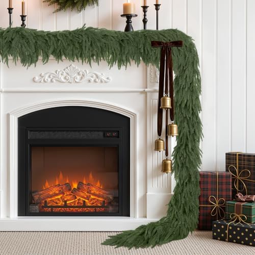 18FT Christmas Norfolk Pine Garland, Real Touch Soft Mantel Decor, alternate view 2