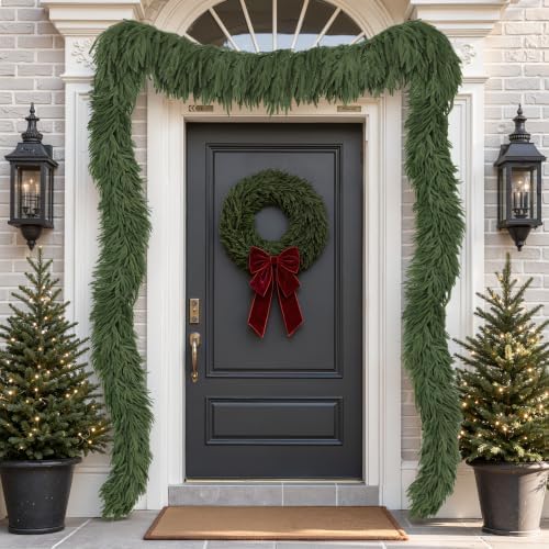 18FT Christmas Norfolk Pine Garland, Real Touch Soft Mantel Decor, alternate view 6