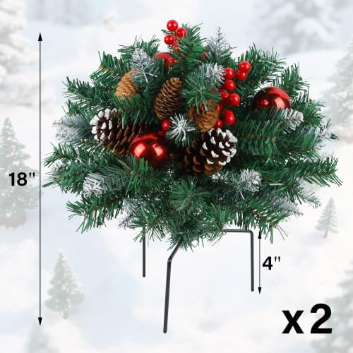 18IN Christmas Decorations Outdoor Urn Filler for Yard Front Porch, alternate view 3