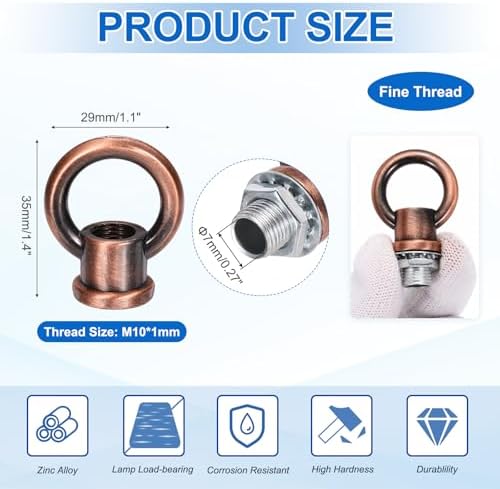 18Lb Load Lamp Female Loop Holder, 4 Set Lifting Eye M10 Fine Thread Nut Hook Ring Shape Structural Support to, alternate
