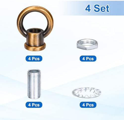 18Lb Load Lamp Female Loop Holder, 4 Set Lifting Eye M10 Fine Thread Nut Hook Ring Shape Structural Support to, alternate