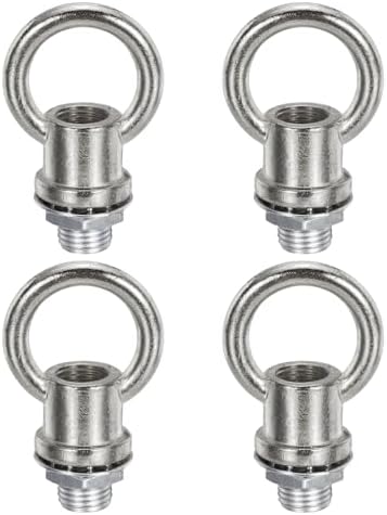 18Lb Load Lamp Female Loop Holder, 4 Set Lifting Eye M10 Fine Thread Nut Hook Ring Shape Structural Support to