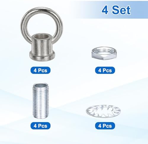 18Lb Load Lamp Female Loop Holder, 4 Set Lifting Eye M10 Fine Thread Nut Hook Ring Shape Structural Support to, alternate