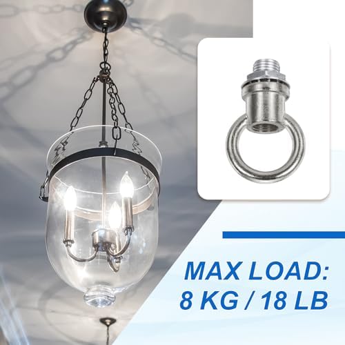 18Lb Load Lamp Female Loop Holder, 4 Set Lifting Eye M10 Fine Thread Nut Hook Ring Shape Structural Support to, alternate
