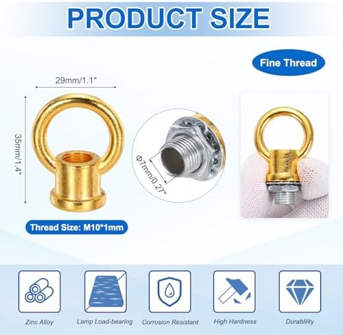 18Lb Load Lamp Female Loop Holder, 4 Set Lifting Eye M10 Fine Thread Nut Hook Ring Shape Structural Support to, alternate