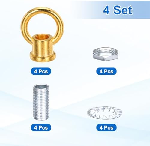 18Lb Load Lamp Female Loop Holder, 4 Set Lifting Eye M10 Fine Thread Nut Hook Ring Shape Structural Support to, alternate