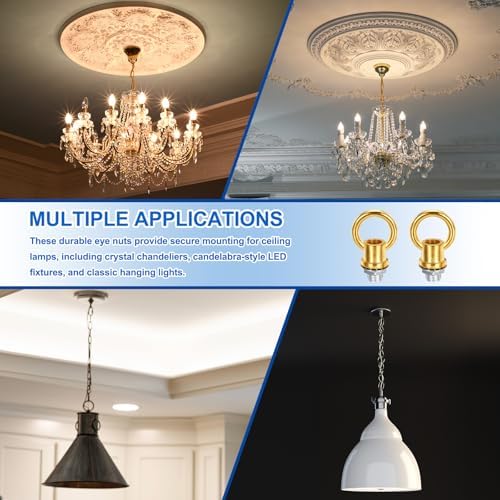 18Lb Load Lamp Female Loop Holder, 4 Set Lifting Eye M10 Fine Thread Nut Hook Ring Shape Structural Support to, alternate