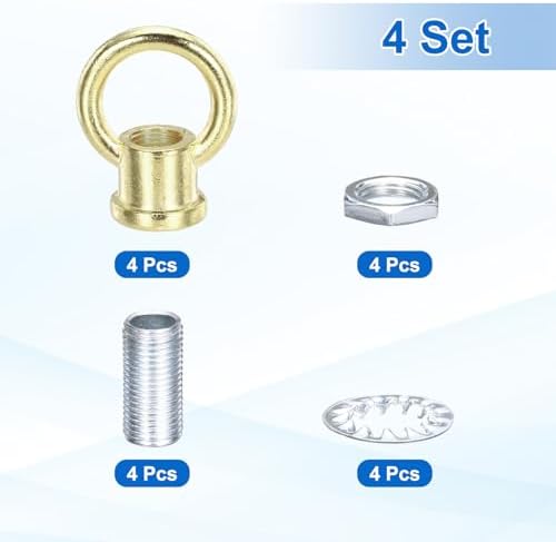 18Lb Load Lamp Female Loop Holder, 4 Set Lifting Eye M10 Fine Thread Nut Hook Ring Shape Structural Support to, alternate