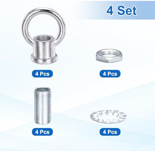 18Lb Load Lamp Female Loop Holder, 4 Set Lifting Eye M10 Fine Thread Nut Hook Ring Shape Structural Support to, alternate