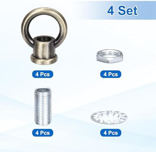 18Lb Load Lamp Female Loop Holder, 4 Set Lifting Eye M10 Fine Thread Nut Hook Ring Shape Structural Support to, alternate
