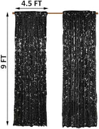 18MM Black Big Sequin Payatte Backdrop Curtains 4.5FTX9FT 2 Panels-Black Drapes Curtains for Thanksgiving, alternate view 2