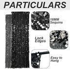 18MM Black Big Sequin Payatte Backdrop Curtains 4.5FTX9FT 2 Panels-Black Drapes Curtains for Thanksgiving, alternate view 3