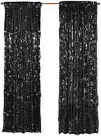 18MM Black Big Sequin Payatte Backdrop Curtains 4.5FTX9FT 2 Panels-Black Drapes Curtains for Thanksgiving, alternate view 5