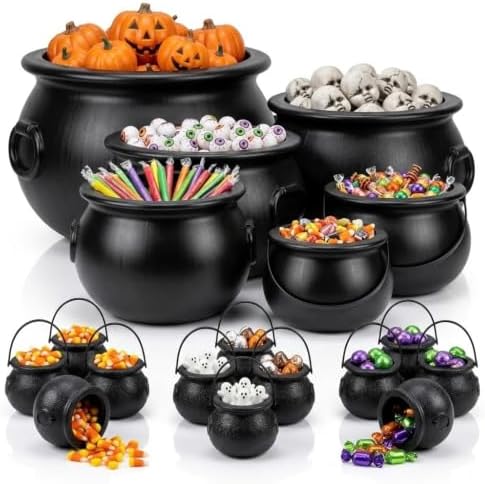 18pc Halloween Cauldron Multipack Assorted- Cauldron Plastic Buckets with Handle - Halloween Party (1) 22" (1)