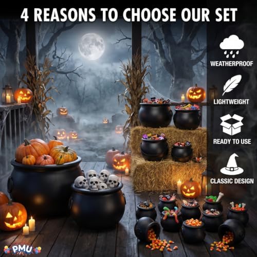 18pc Halloween Cauldron Multipack Assorted- Cauldron Plastic Buckets with Handle - Halloween Party (1) 22" (1), alternate