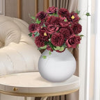 18PCS Burgundy Flowers Artificial, Silk Faux Chrysanthemum Flower Bouquets, alternate view 4