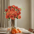 18PCS Burnt Orange Artificial Flowers, Fall Faux Chrysanthemum Bouquets, alternate view 5