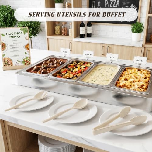 18Pcs Ivory Plastic Serving Utensils Set for Thanksgiving Day Fall in Ivory, alternate view 3