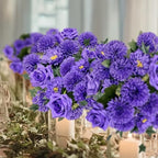 18PCS Purple Mixed Chrysanthemums Roses Peonies Silk Artificial Bouquets, alternate view 4