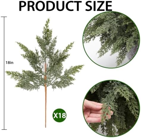 18pcs Real Touch Cedar Branches, 18" Greenery Artificial Realistic Cedar Pine Stems, Real Touch Artificial Pine, alternate