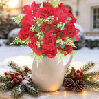 18PCS Red Roses Sunflowers Magnolia Artificial Flowers Bouquets, alternate view 5