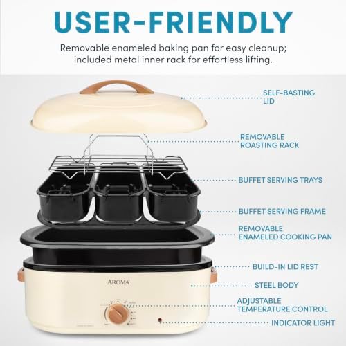 18Qt. Roaster Oven with Buffet Server, Fits 22-lb. Turkey, Adjustable Temperature Settings, Keep Warm Setting, alternate view