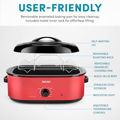 18Qt. Roaster Oven with Self-Basting Lid, Fits 22-lb. Turkey, Adjustable Temperature Settings, Keep Warm, alternate view 5